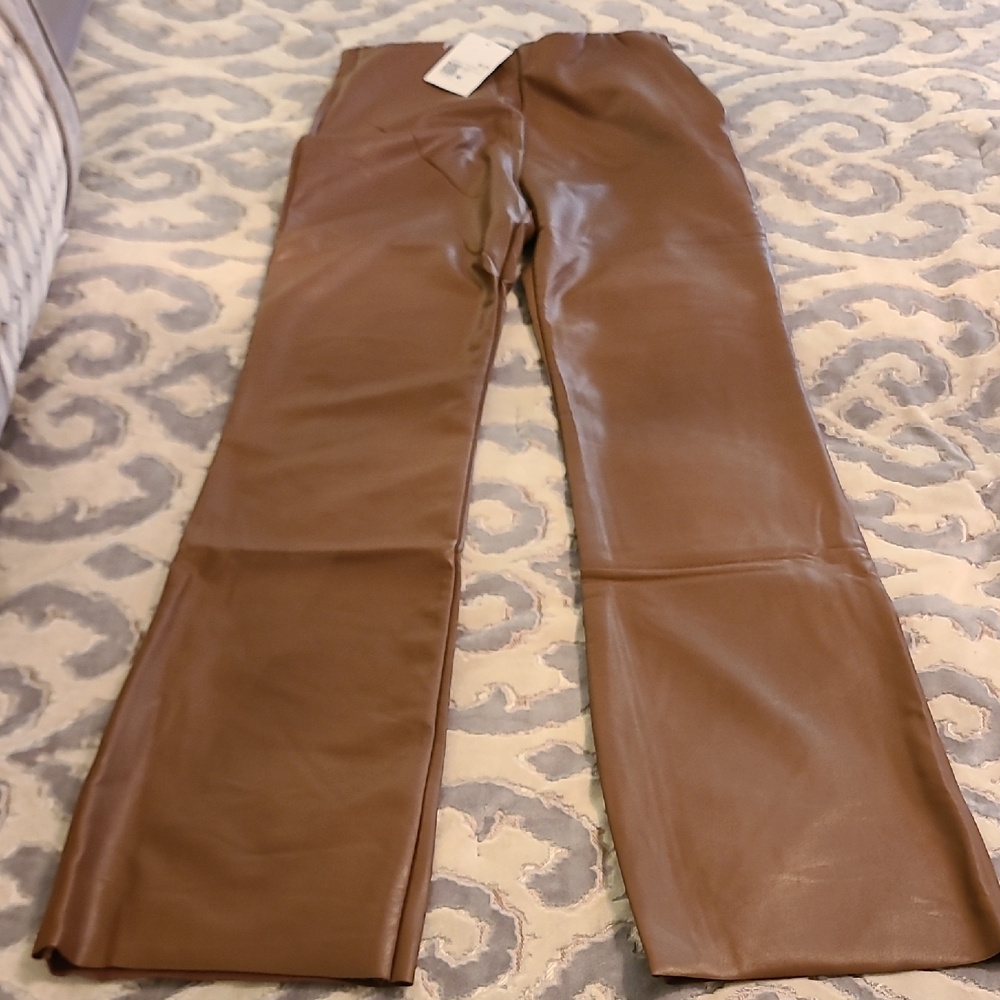 Brown Faux Leather Pants